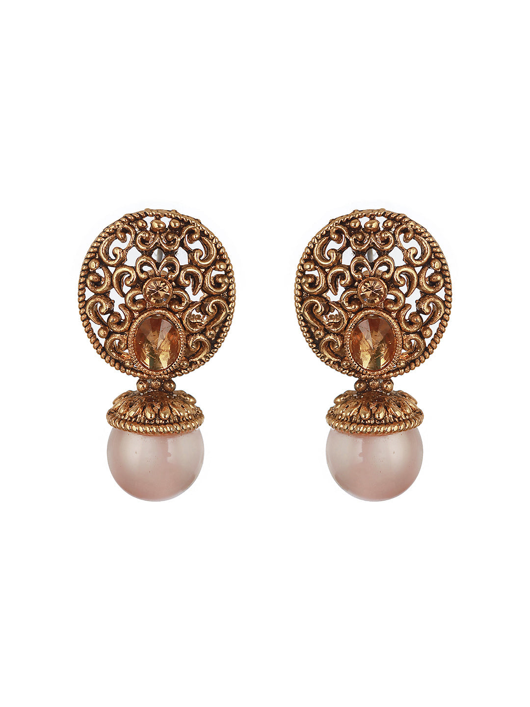 Set of 2 Gold-Plated & Dome shaped Drop Earrings