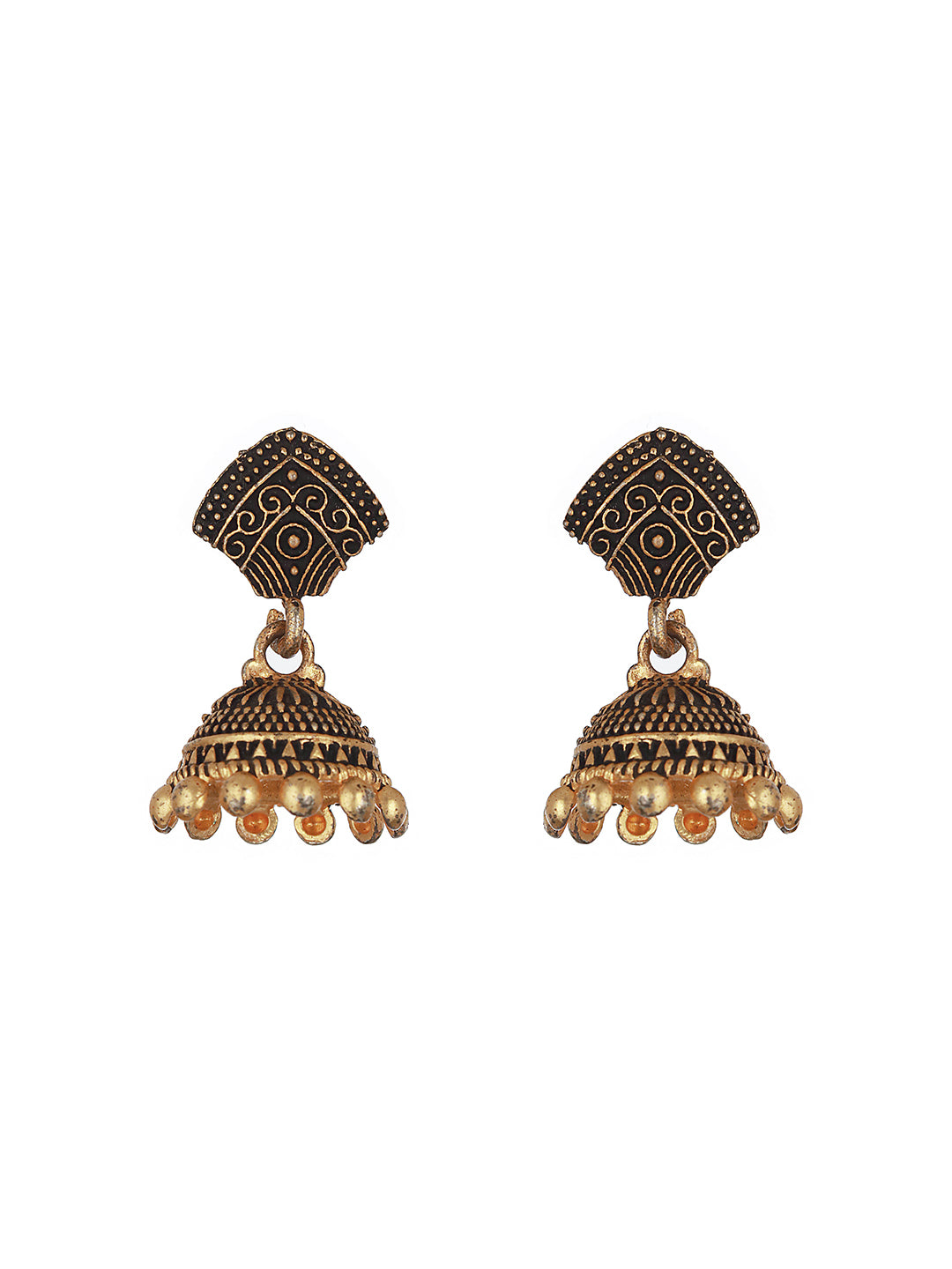 Set of 2 Gold-Plated & Dome shaped Drop Earrings