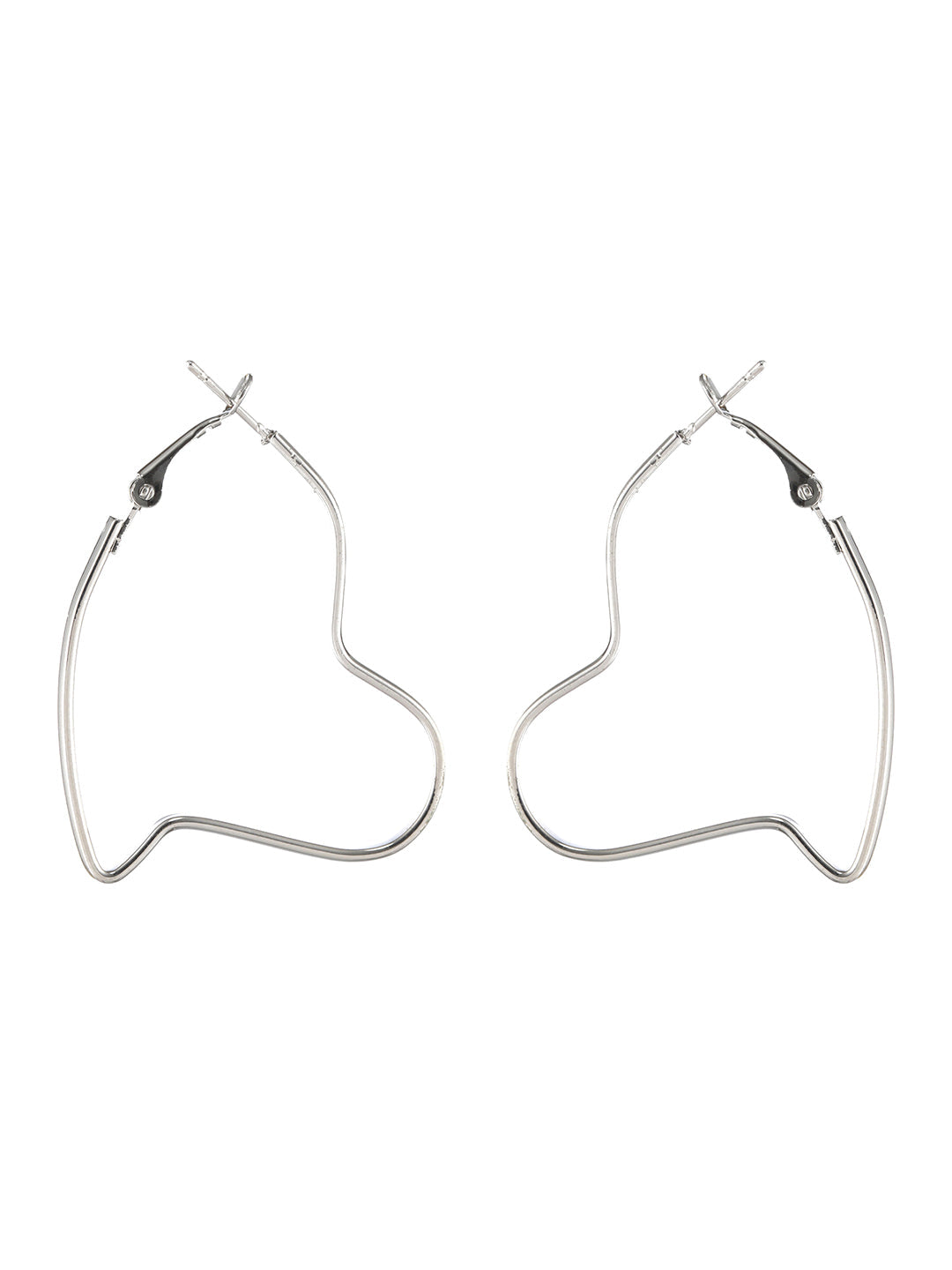 Silver-Plated Heart Shaped Hoop Earrings
