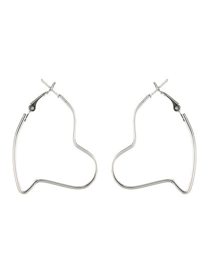 Silver-Plated Heart Shaped Hoop Earrings