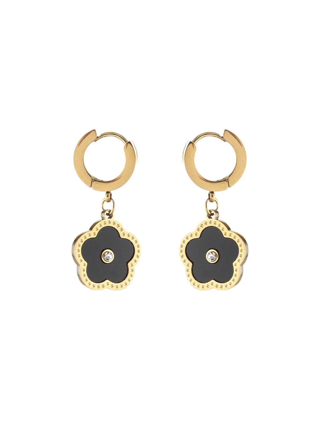 Gold-Plated Floral Half Hoop Earrings